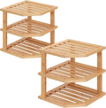 VERTORGAN 3 Tier Bamboo Corner Shelf, Plate Organizer, Dish Drying Rack by VERTORGAN