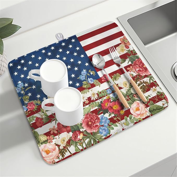4th of July Dish Drying Mat 18x16 Inch, Patriotic Drying Mat - Image 8