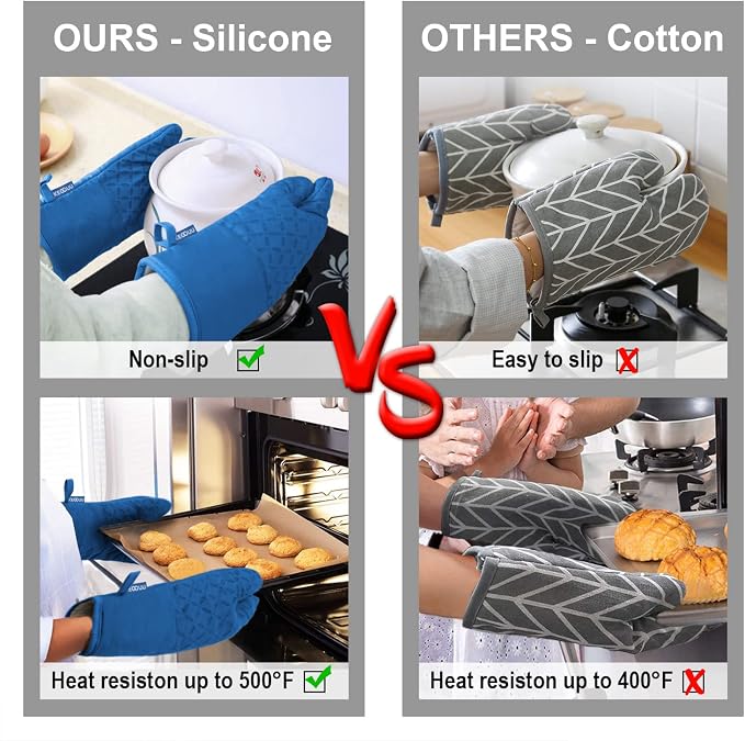 KEGOUU Oven Mitts and Pot Holders 6pcs Set, Kitchen Oven Glove High Heat - Image 5