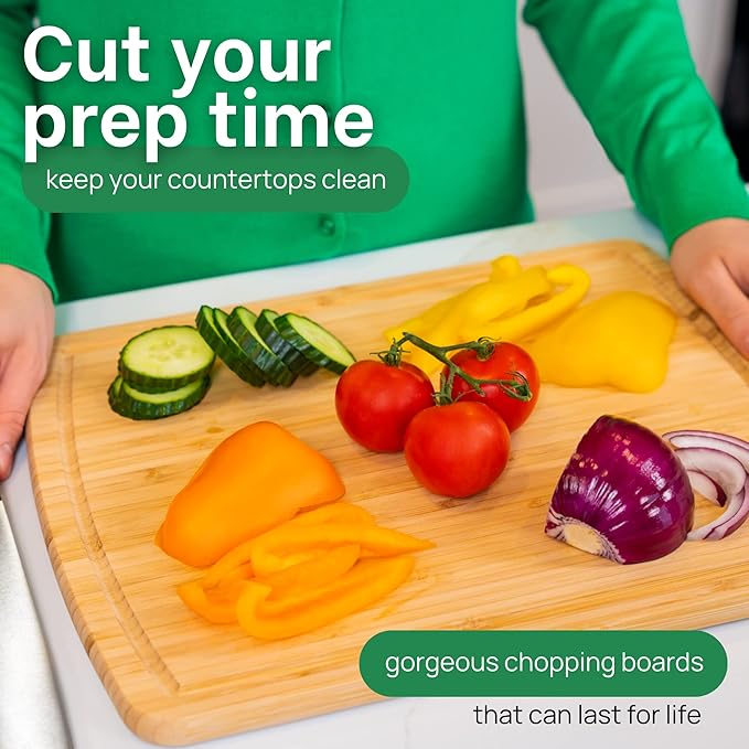 GREENER CHEF 15 Inch Bamboo Cutting Board - Image 6