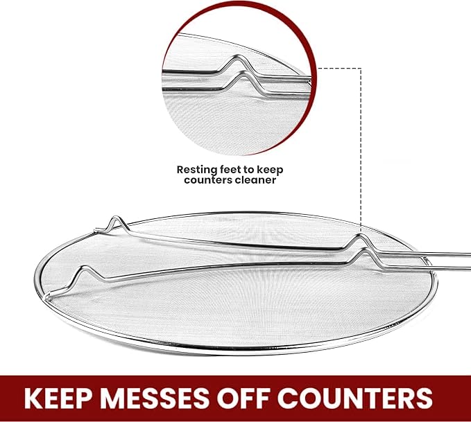 13" Grease Splatter Screen for Cooking | Stainless Steel Oil Splatter Guard and - Image 5