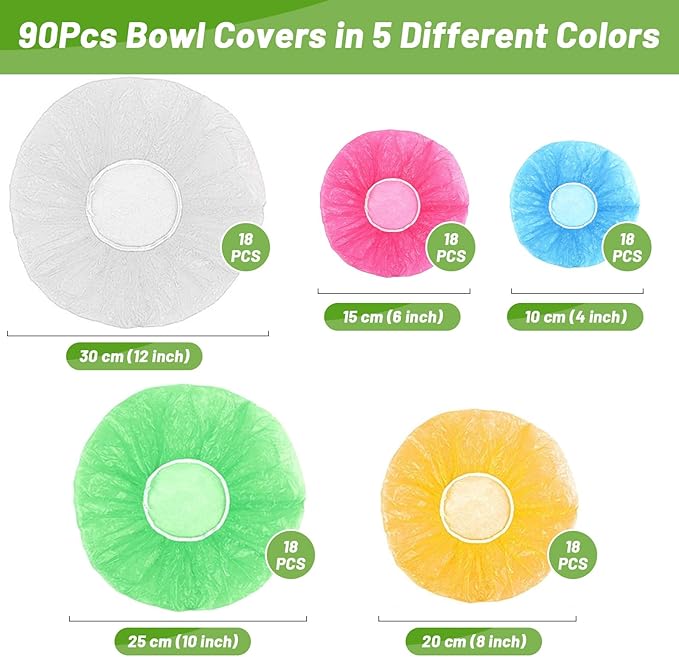 90Pcs Reusable Elastic Food Bowl Storage Covers, Sublaga Bowl Covers, Variety - Image 2