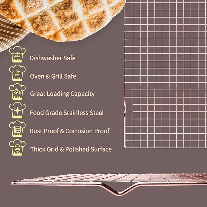 BRIOUT Cooling Rack for Baking, 16x10 Inches Baking Rack, Thick Wire Cookie - Image 2