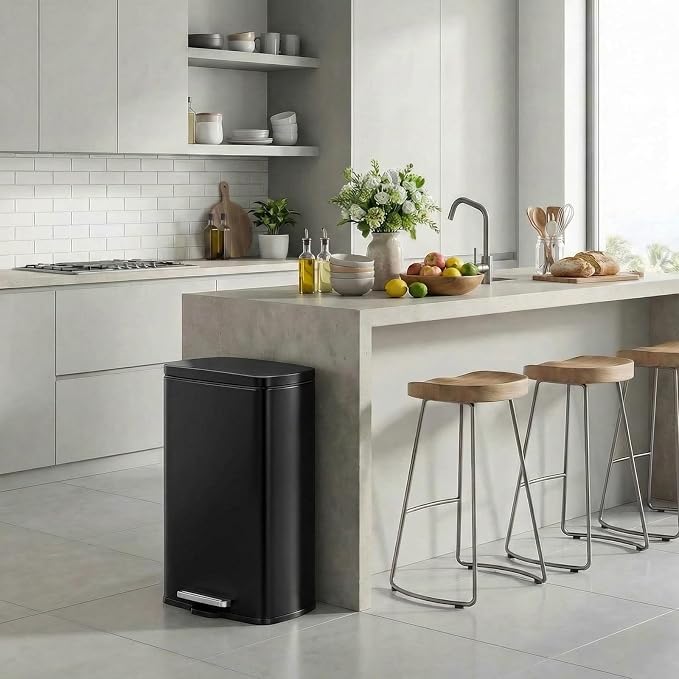 8 Gal Kitchen Trash Can, 30L Recycling or Garbage Bin, Brushed Stainless Steel - Image 7