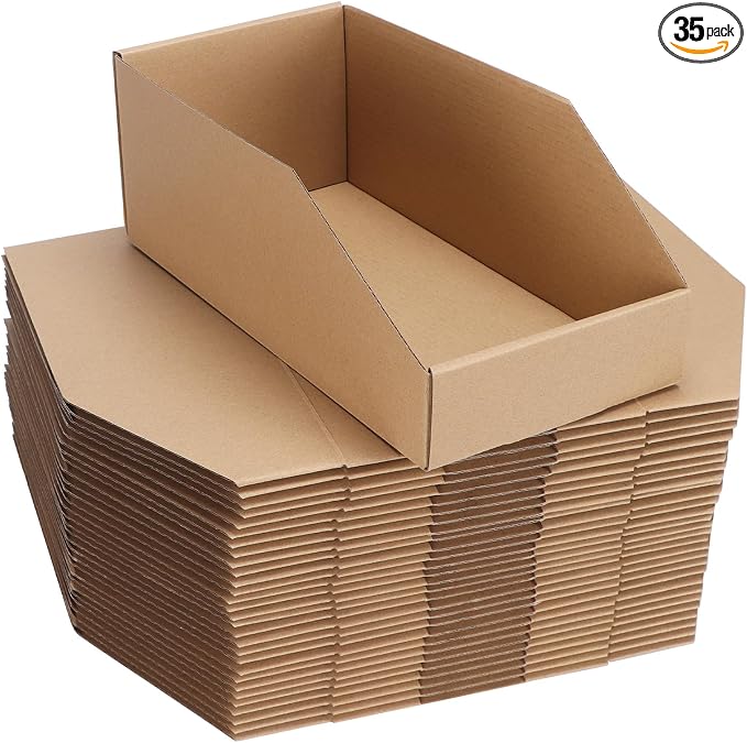 ZBEIVAN Corrugated Cardboard Storage Bins, 35 Packs by ZBEIVAN