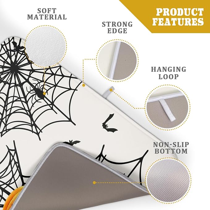 Giwawa Happy Halloween Dish Drying Mat 18"x24" Spooky Colorful Pumpkins - Image 4