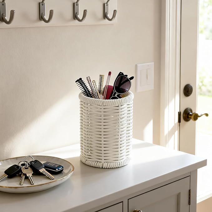 Rattan Jars, Rattan Desk Organizer, Bathroom Essentials Accessories Decor - Image 8