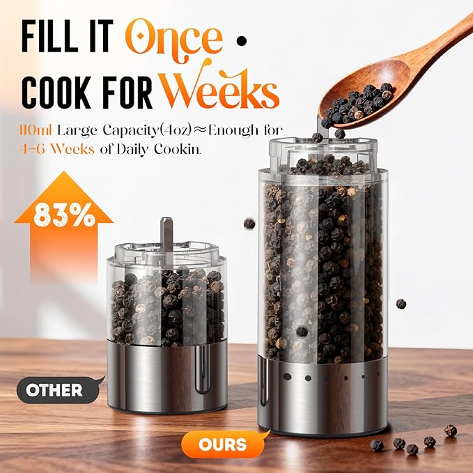 Electric Salt and Pepper Grinder Set – Rechargeable Automatic Salt and Pepper - Image 4