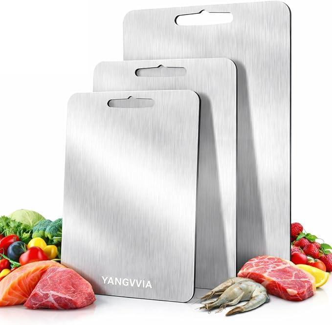 Cutting Board, 316L Food-Grade Stainless Steel Cutting Board Set of 3 | by YANGVVIAHighQualityLighter