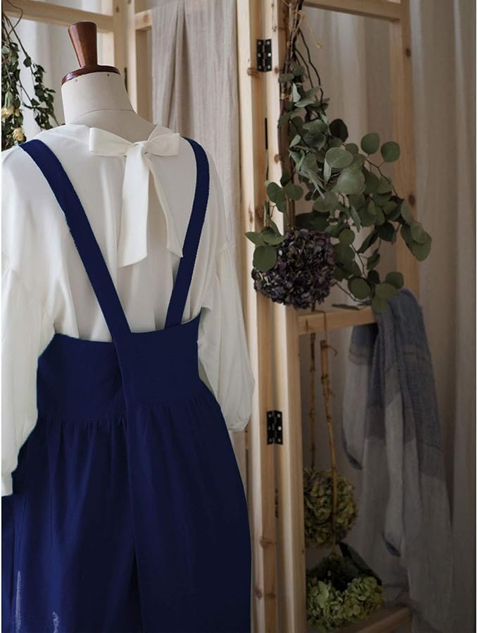 Uaussi Cotton Linen Apron Cross Back Work Apron - Image 3