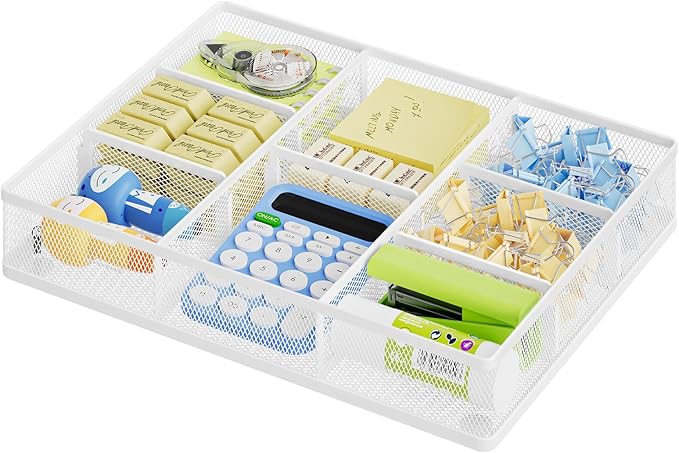 Marbrasse Desk Drawer Organizer, Metal Mesh Drawer Organizer Tray by Marbrasse