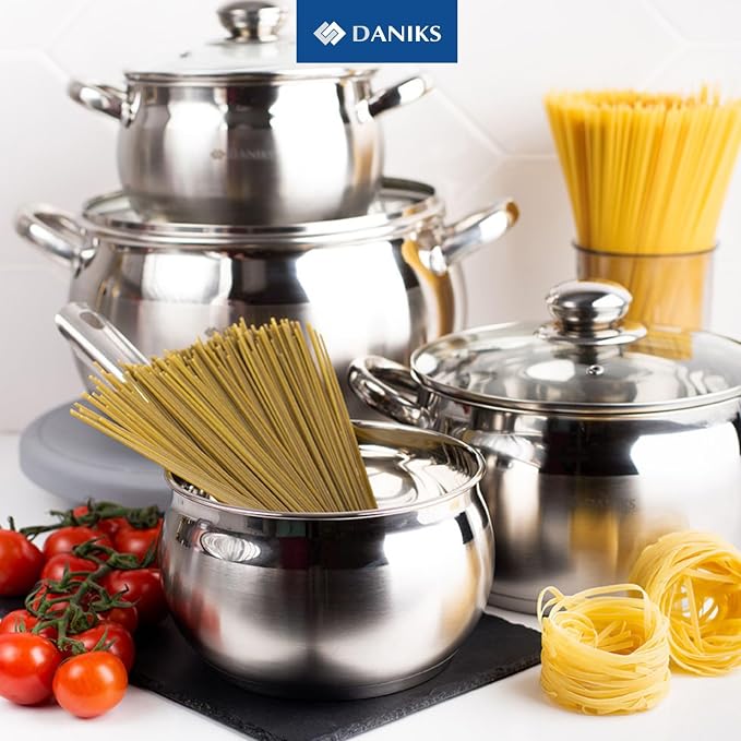 Daniks Classic 12-Piece Stainless Steel Cookware Set - Image 2