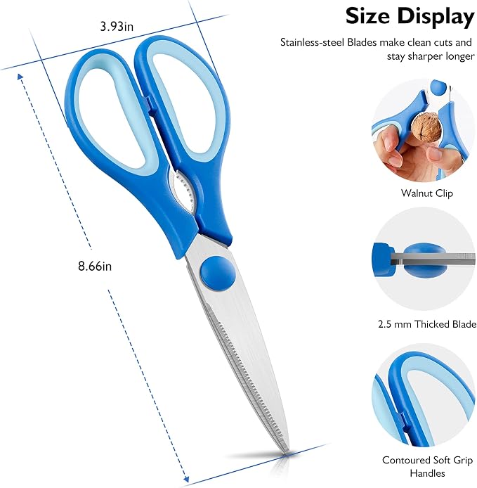 Kitchen Shears, Heavy Duty Cooking Scissors, Dishwasher Safe, Stainless Steel - Image 2