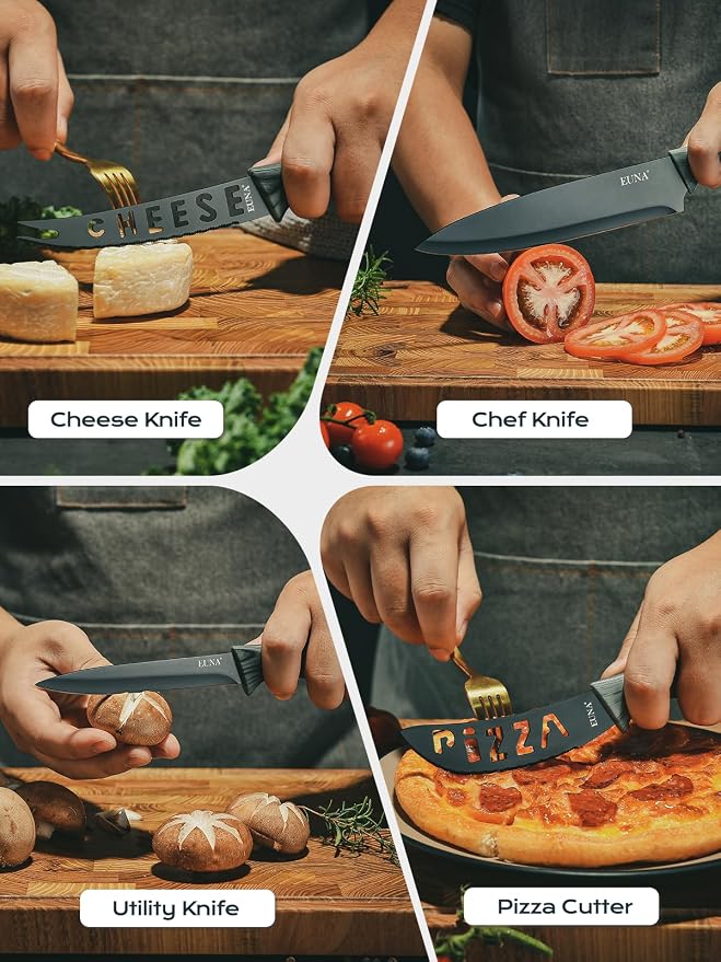 EUNA Knife Block Set, German High-Carbon Stainless Steel Knife Sets - Image 7
