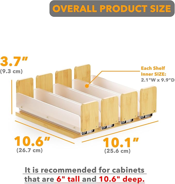 SpaceAid Bamboo Pull Out Spice Rack Organizer - Image 3