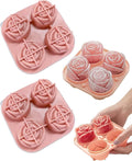 Rose Ice Cube Tray, 4 Cavity 3D Flower Shaped Silicone Ice Mold by JODUY
