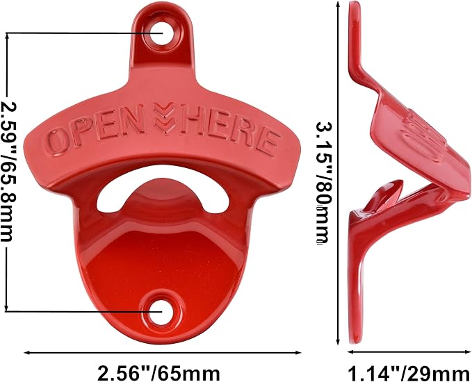 15 PCS Red Wall Mounted Beer Bottle Opener Rustproof, Bulk Soda Cap Opener - Image 5