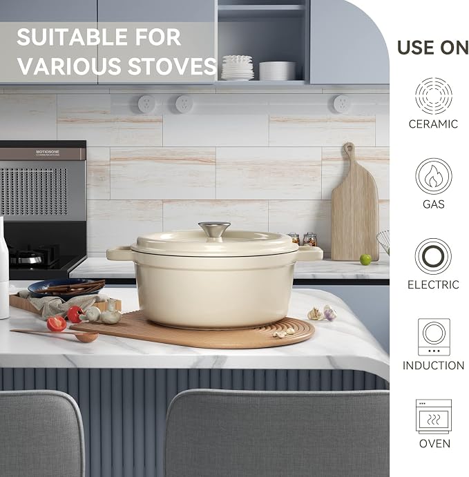 Miereirl 6.5 Quart Enameled Dutch Oven Pot - Image 3