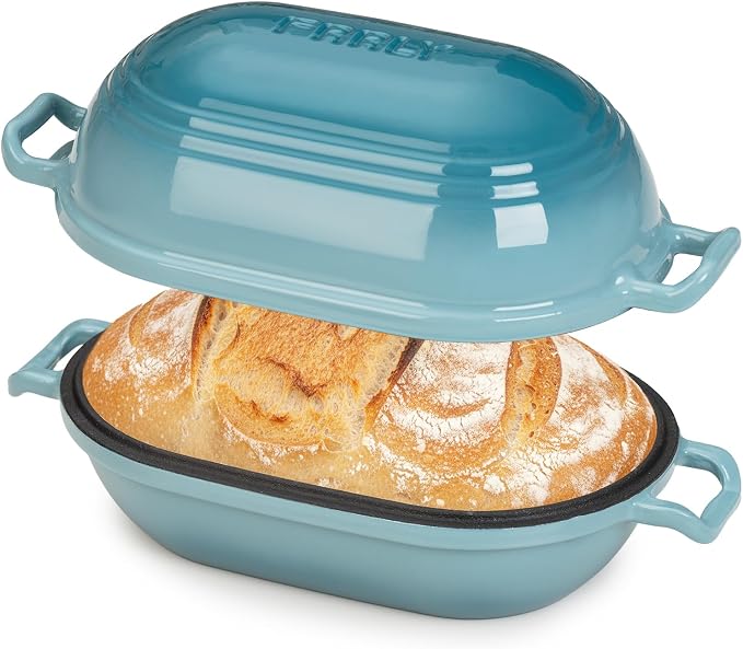 Enameled Cast Iron Dutch Oven for Sourdough Bread Baking, 9 x 5-4/5 Inch Oval by FRRLY