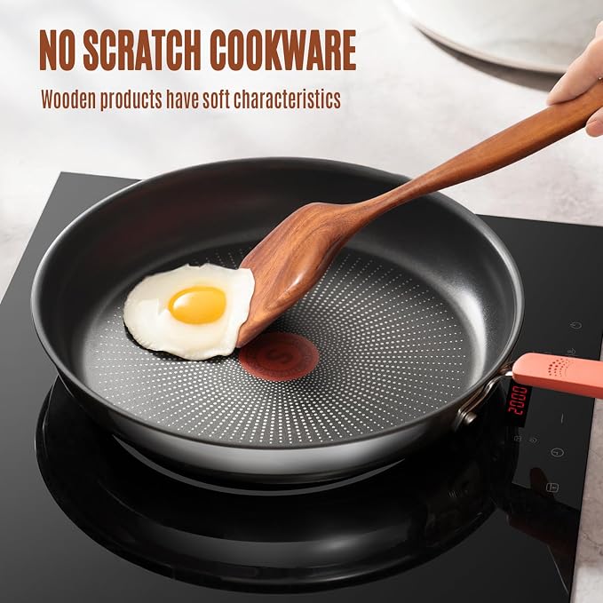 Wooden Spoons for Cooking, Comfortable Grip, Heat Resistant Kitchen Utensils - Image 5