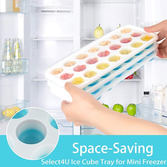 Ice Cube Trays with Lids BPA Free, 4 Pack Easy Release Silicone Ice Cube Trays - Image 6