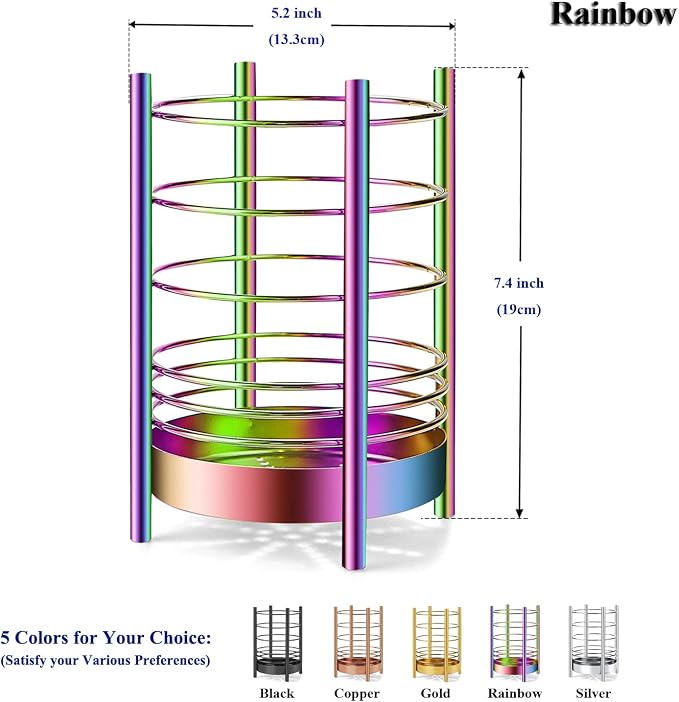 Rainbow Kitchen Utensil Holder for Kitchen Counter, Stainless Steel Utensil - Image 2