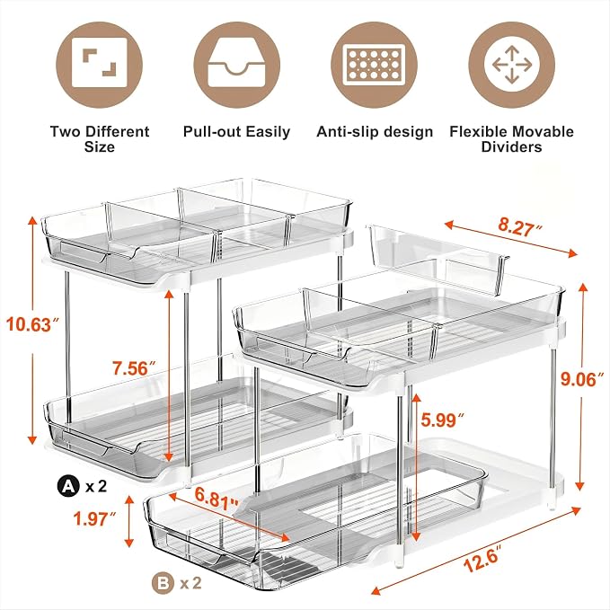 Delamu 2-Tier Multi-Purpose Bathroom Under Sink Organizers and Storage - Image 2