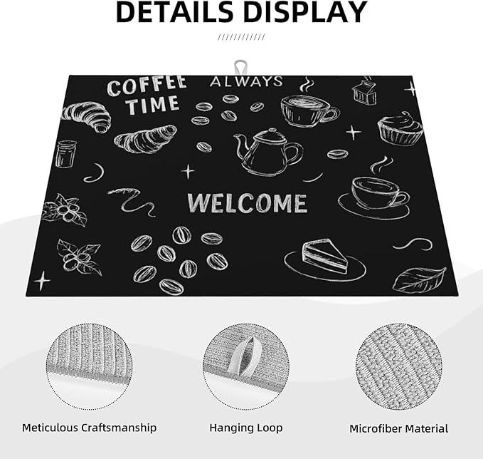 Black Ink Dish Drying Mats for Kitchen Counter, Large 18"x24" Dish Mats for - Image 4