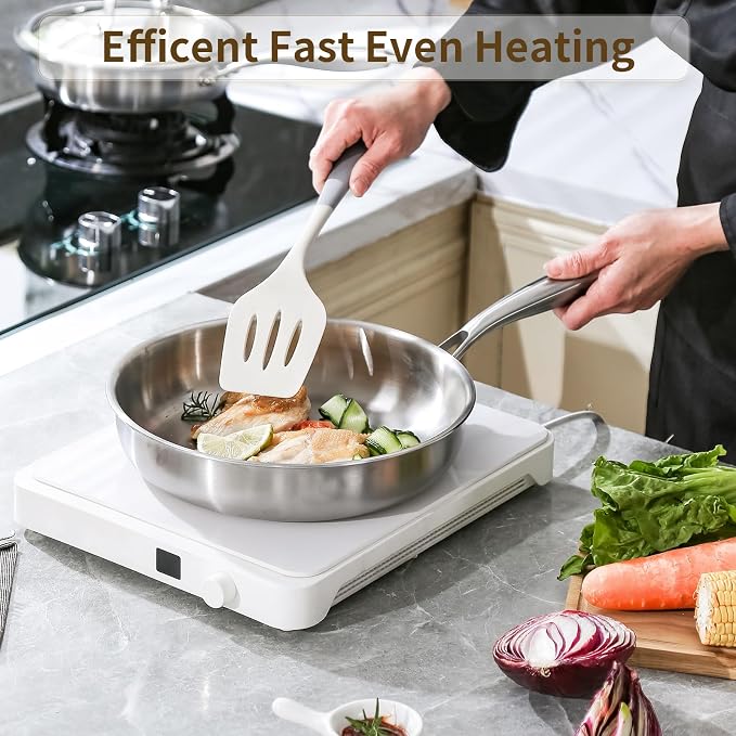 DELARLO Tri-Ply Stainless Steel Pan, 18/10 Frying Pan, Oven Safe Up to 600°F - Image 5