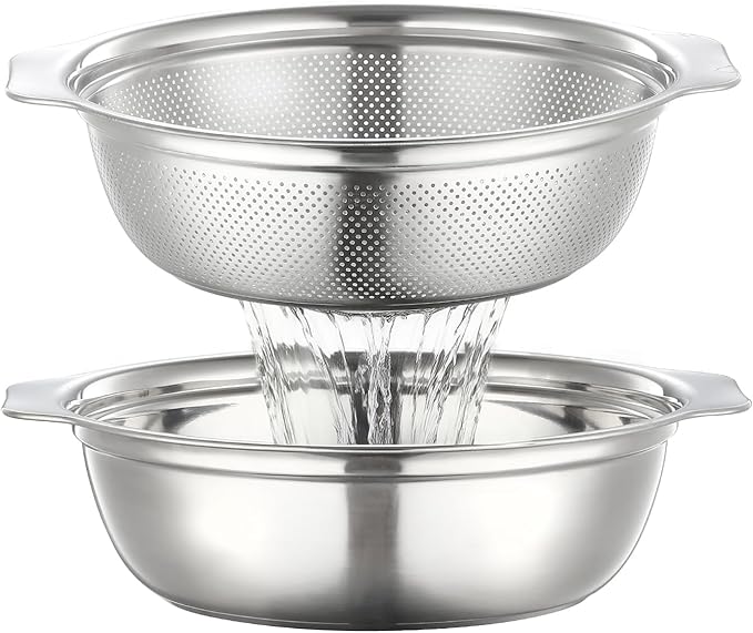 Colander for Kitchen Stainless Steel, 4QT Rice Strainer Bowl by Unknown