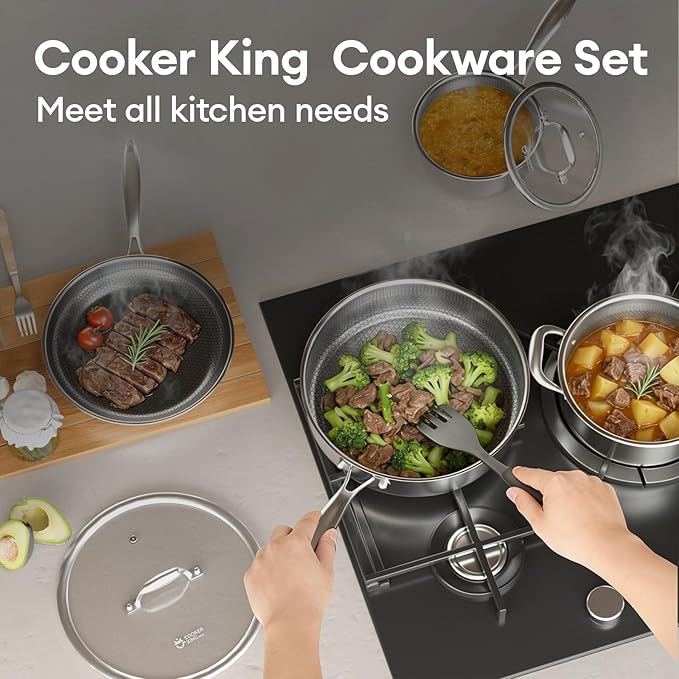 COOKER KING 7 PCS Stainless Steel Cookware Set, Pots and Pans Set Non Stick - Image 4