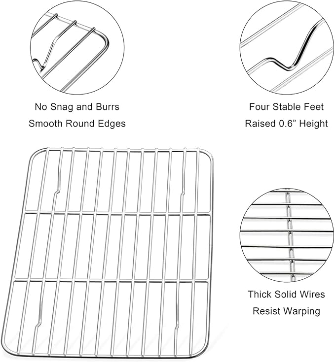 E-far Small Baking Rack Set of 2, Stainless Steel Metal Roasting Cooking Racks - Image 3