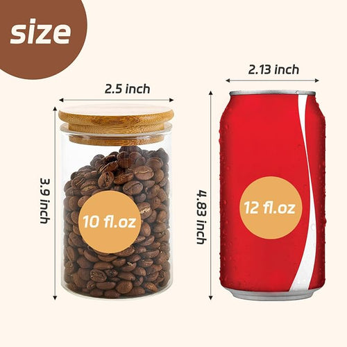 12 Packs Bamboo Qtip Holders, 10 oz Glass Round Storage Containers - Image 2
