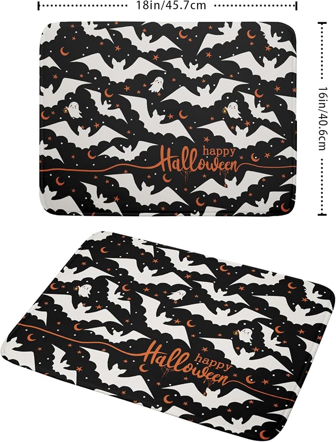 Halloween Black Bats Dish Drying Mat 16x18 Inch Happy Halloween Spooky Bat - Image 2