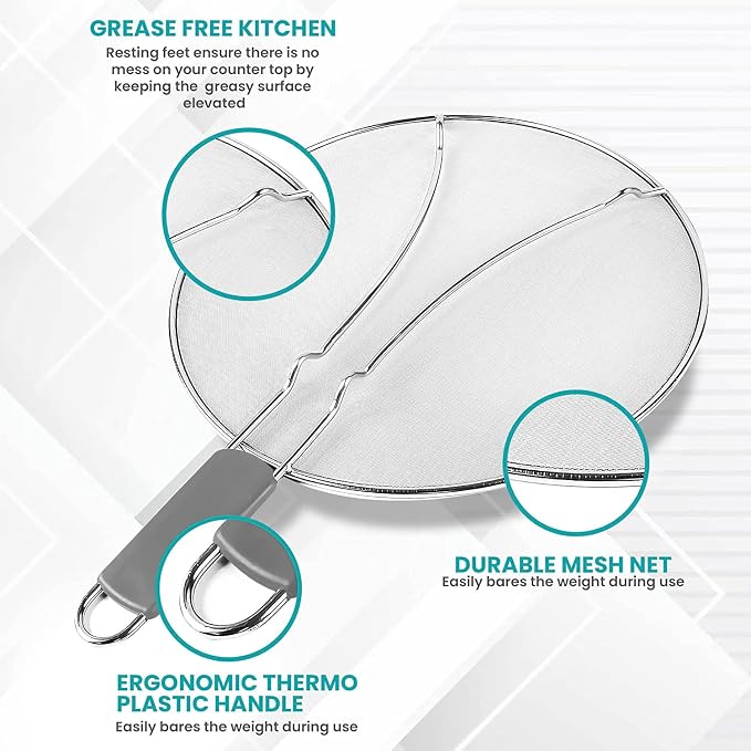 13" Grease Splatter Screen for Cooking | Stainless Steel Oil Splatter Guard and - Image 4