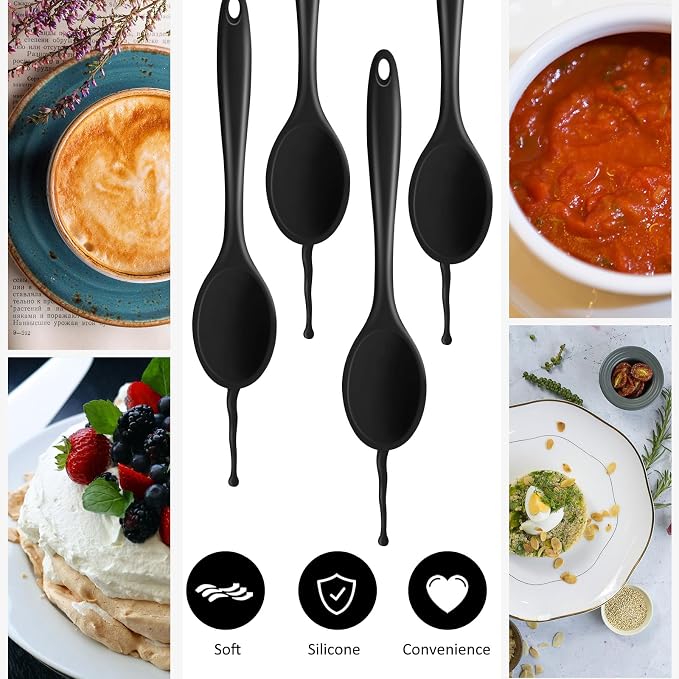 Shappy 4 Pieces Silicone Cooking Spoons 10.6 Inch Heat Resistant Kitchen Spoons - Image 3