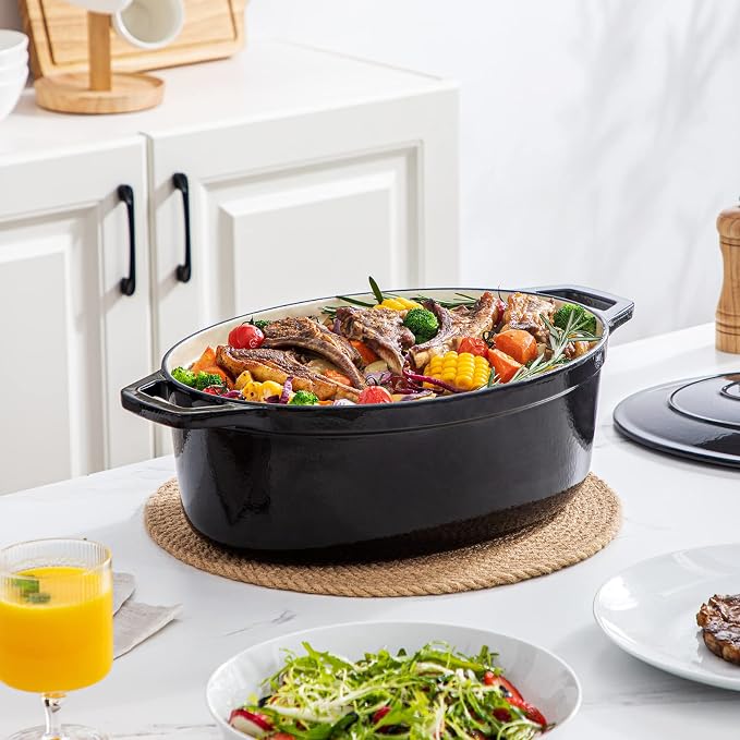vancasso Enameled Cast Iron Oval Dutch Oven, 9.3 Quart - Image 8