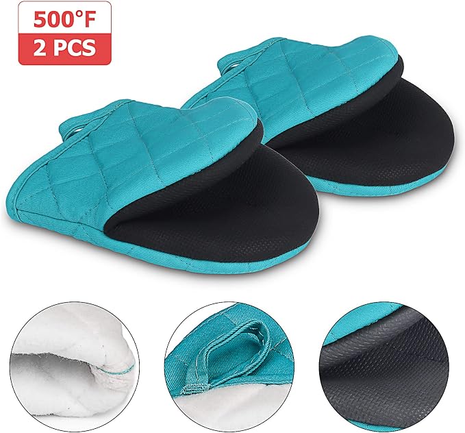 Short Oven Mitts, Heat Resistant 500°F, Silicone Grip Kitchen Gloves, Non-Slip - Image 3