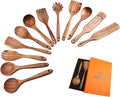 Wooden Spoons for Cooking, 12 Pack Wooden Utensils for Cooking Wooden Cooking by BOKALAKA