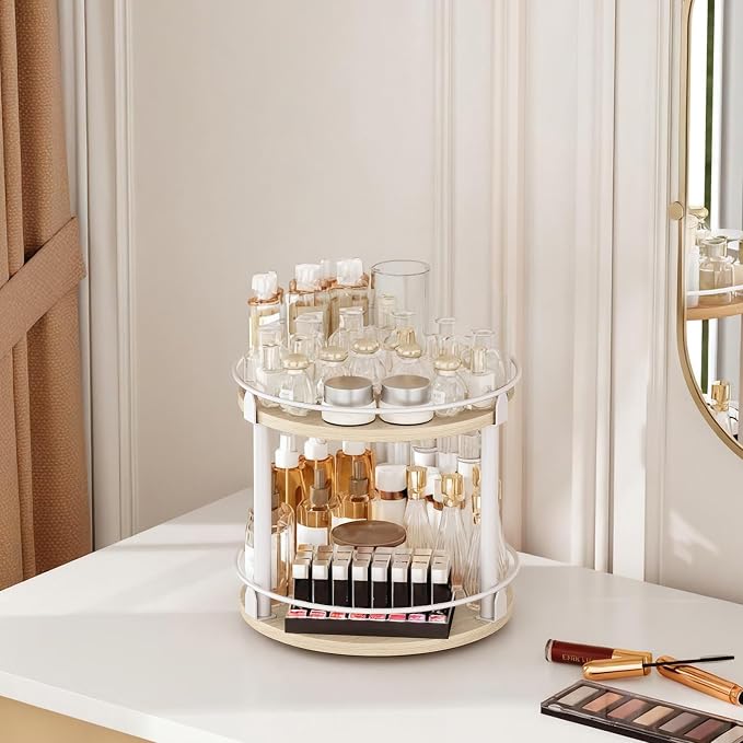 YATINEY Lazy Susan Organizer, Rotating Spice Rack, 2 Tier Spice Turntable - Image 7