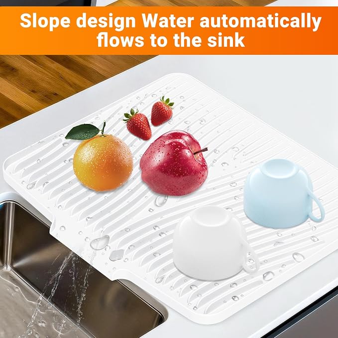 Silicone Dish Drying Mat for Kitchen Counter, Dish Drying Pad, Non-Slip Drain - Image 4