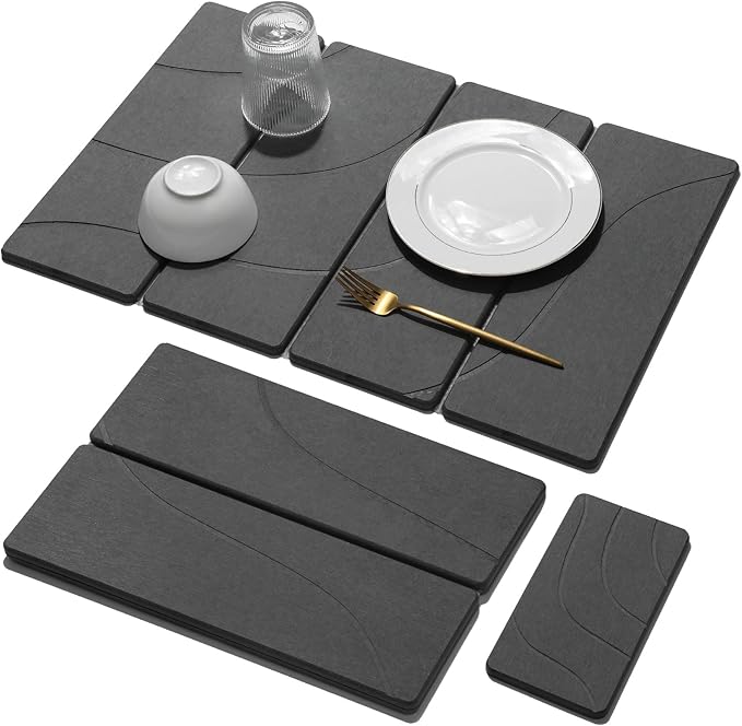 Large Stone Dish Drying Mat for Kitchen Counter, Foldable Water Absorbing by linidcoudhome