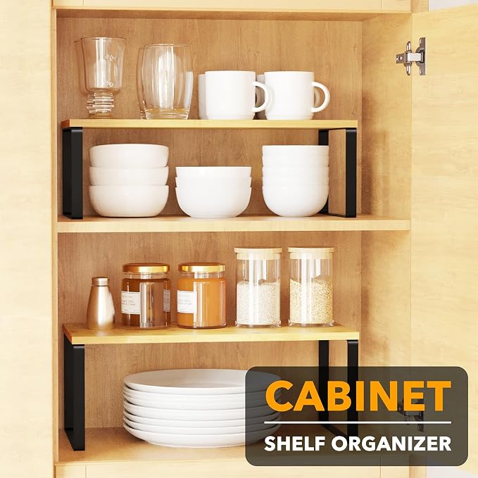 SpaceAid Cabinet Shelf Organizers 8 Pack, Kitchen Counter Rack Shelves Riser - Image 3