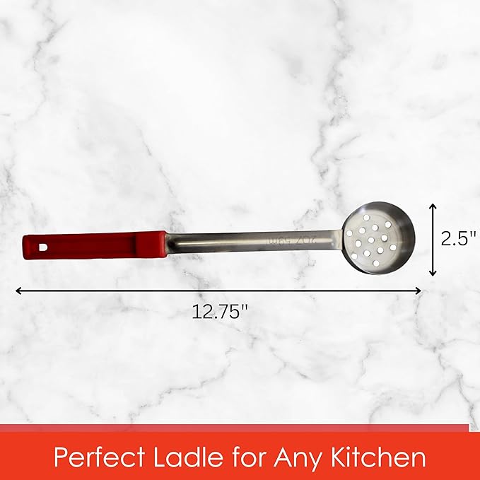 2 Ounce Slotted Stainless Steel Portion Control Ladle Spoon - Image 4