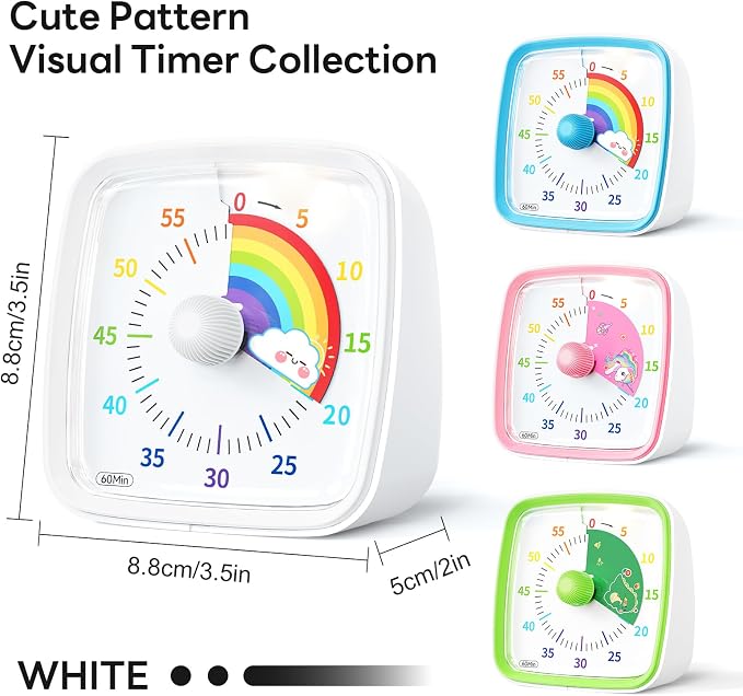 Yunbaoit Visual Timer with Night Light, 60-Minute Rainbow Countdown Timer - Image 6