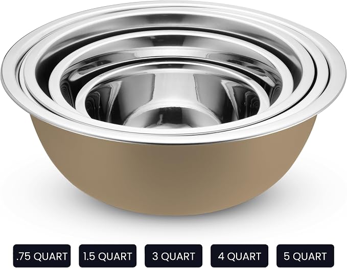 WHYSKO Stainless Steel Mixing Bowl Set, 10 Piece Stainless Steel Mixing Bowls - Image 5