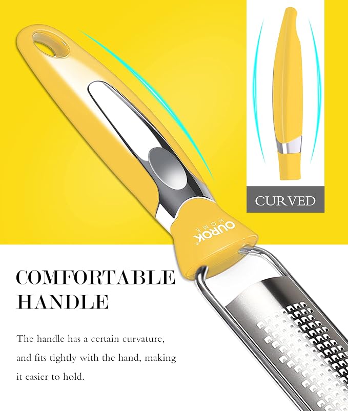 Ourokhome Kitchen Lemon Zester, Stainless Steel Hand Held Parmesan Cheese Grater - Image 2