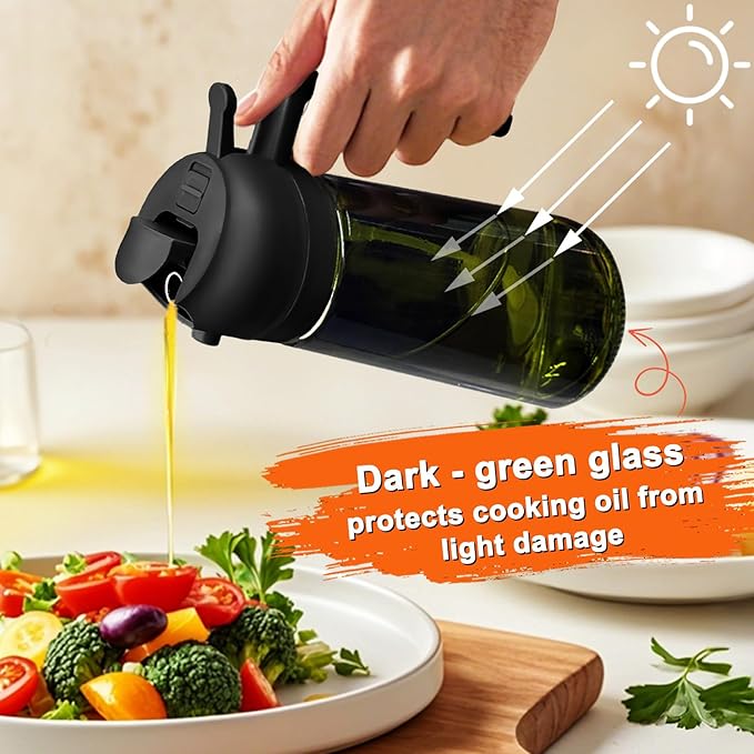 mqnxoi Oil Sprayer for Cooking, 2 in 1 Olive Oil Dispenser Bottle for Kitchen - Image 3