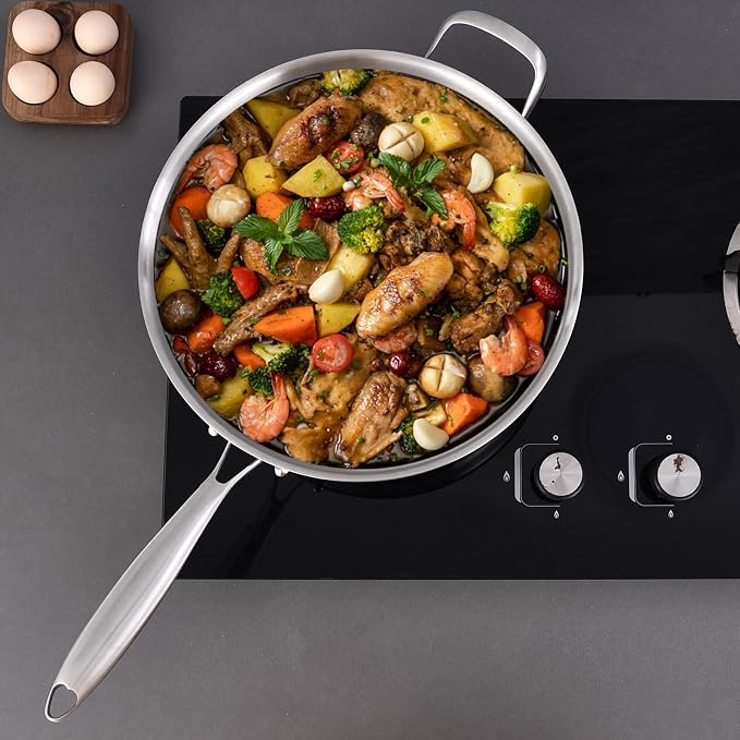 LOLYKITCH Whole Body Tri-Ply Stainless Steel 5.5 QT Sauté Pan - Image 6