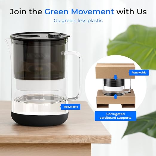 Waterdrop PT-09BL 10-Cup Large Glass Water Filter Pitcher, Eco-Friendly - Image 3